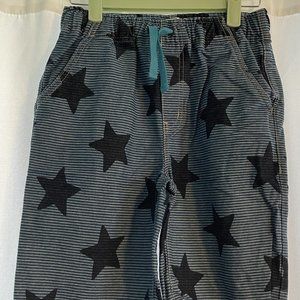 Kids Mini Boden Shorts Boys 10 Y Stars Ticking Stripes Blue Denim Washed Cotton